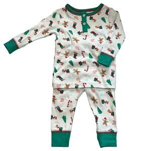 Starting Out 2PC Christmas Pajama Set, White & Green, NWT!